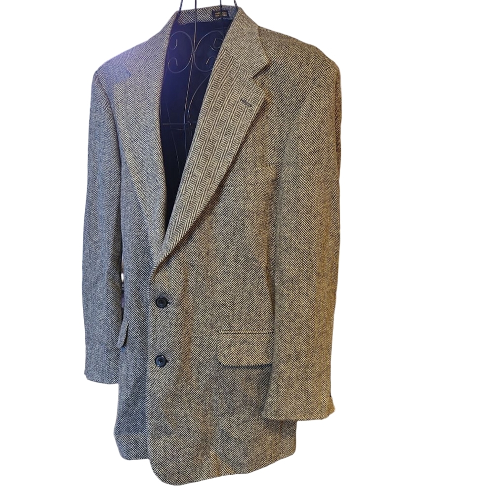 Oscar de la Renta Sport Coat & Blazer Herribgbone Two Button Closure - Picture 3 of 11